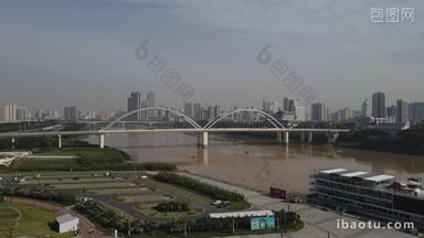 广西南宁邕江跨河大桥航拍